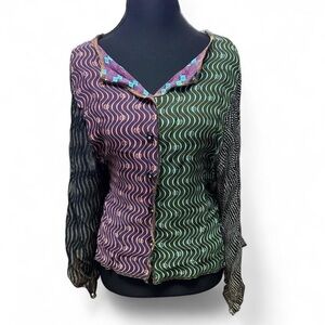 y2k fairy grunge patchwork mesh blouse 🖤 indie cyber boho sheer top rare 2000s